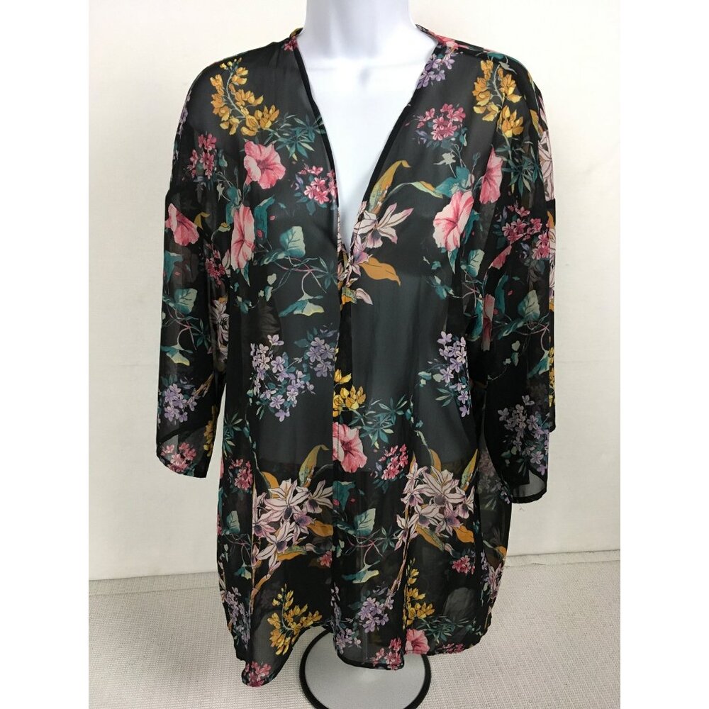 Divided By H and M Womens Kimono Cardigan Size S Sheer Polyester Cover-Up Sheer